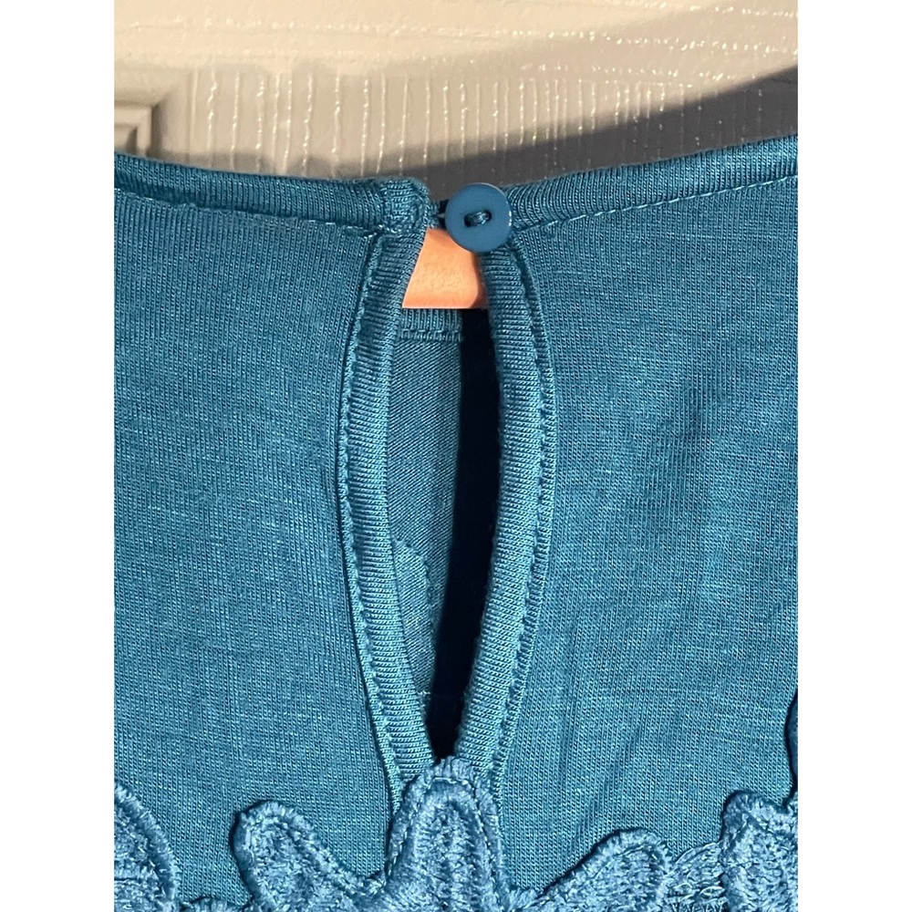 Anthropologie Deletta Teal/Turquoise Rayon Blouse NWT Size L - Picture 6 of 13
